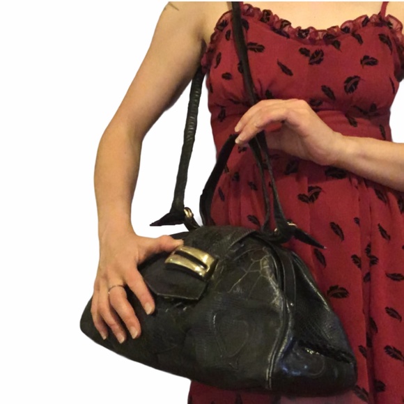 Vtg Sharif Reptile Leather Convertible Doctor Bag - Picture 2 of 12